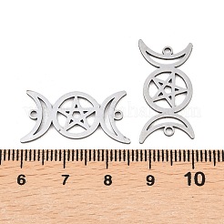 201 Stainless Steel Hollow Triple Moon Links Connector Charms&nbsp;STAS-I364-10P