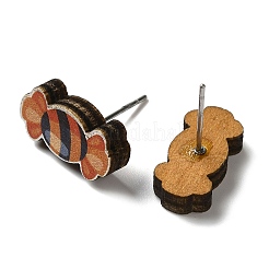 Wood Stud Earrings&nbsp;EJEW-Z054-02C