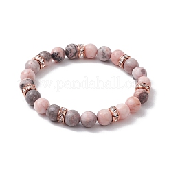 3Pcs 3 Colors 8.5mm Round Natural Pink Zebra Jasper Beaded Stretch Bracelets&nbsp;BJEW-JB10256