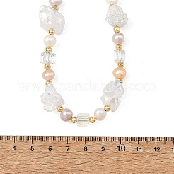 Electroplated Natural Druzy Agate & Natural Cultured Freshwater Pearl & Electroplate Glass Beaded Necklaces&nbsp;NJEW-JN06569