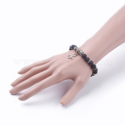 Natural Lava Rock Charm Bracelets&nbsp;BJEW-JB03403-01