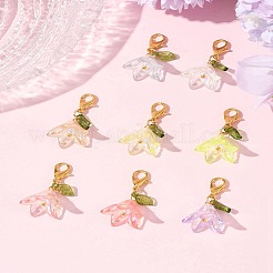 8Pcs 8 Colors Flower Acrylic Pendant Decorations&nbsp;HJEW-FS00034-02