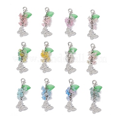 Butterfly Alloy Rhinestone & Flower Acrylic Pendant Decorations&nbsp;HJEW-JM03145