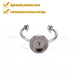 Tarnish Resistant 201 Stainless Steel Cuff Pad Ring Settings&nbsp;STAS-S080-042C-P