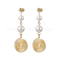 Glass Pearl Dangle Stud Earrings&nbsp;EJEW-JE06543-03