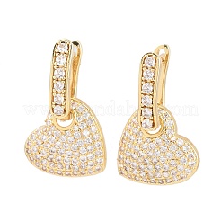 Brass Micro Pave Clear Cubic Zirconia Hoop Dangle Earrings&nbsp;EJEW-G471-30D-G