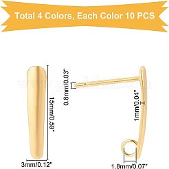 40Pcs 4 Color PVD Vacuum Plating 304 Stainless Steel Stud Earring Findings&nbsp;STAS-UN0023-91