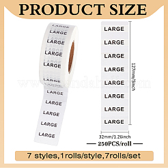 7 Rolls 7 Styles Plastic Clothing Size Sticker Labels&nbsp;AJEW-MA0001-32