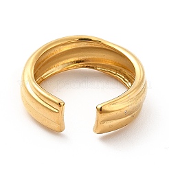 Ion Plating(IP) 304 Stainless Steel Grooved Open Cuff Ring for Women&nbsp;RJEW-F131-14G