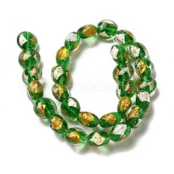 Handmade Gold Foil and Silver Foil Lampwork Flat Round Beads&nbsp;FOIL-C001-02B
