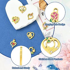 8Pcs 8 Styles 304 Stainless Steel Pendants&nbsp;STAS-CJ0003-44