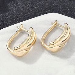 Rectangle Brass Hoop Earrings&nbsp;EJEW-D320-21G