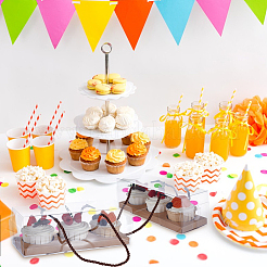 Folding Rectangle PET Plastic Portable Cupcake Gift Storage Box&nbsp;CON-WH0085-137B