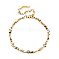304 Stainless Steel Cubic Zirconia Link Bracelets&nbsp;SA-CBA8C9C-04A-G