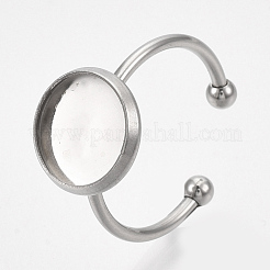 Tarnish Resistant 201 Stainless Steel Cuff Finger Rings Components&nbsp;X-STAS-T047-19A