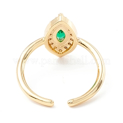 Green Cubic Zirconia Horse Eye Cuff Ring&nbsp;KK-D067-36G-RS
