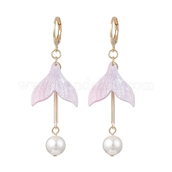 Glass & Cellulose Acetate(Resin) Beads Fishtail Dangle & Hoop Earring Sets&nbsp;EJEW-TA00791