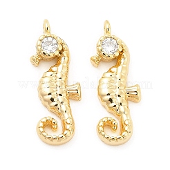 Brass Micro Pave Clear Cubic Zirconia Pendants&nbsp;KK-G447-15G