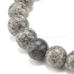 Natural Sesame Jasper/Kiwi Jasper Round Beaded Stretch Bracelet&nbsp;BJEW-JB07873-02