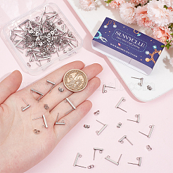 80Pcs 2 Size Rectangle 304 Stainless Steel Stud Earring Findings&nbsp;STAS-SC0008-55