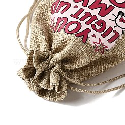 12Pcs 4 Styles Valentine's Day Printed Rectangle Burlap Cloth Packing Pouches&nbsp;ABAG-U006-02D