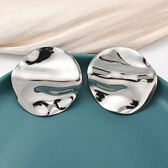 304 Stainless Steel Flat Round Stud Earrings&nbsp;EJEW-K268-56P