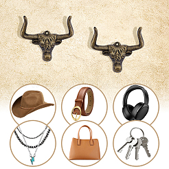 2Pcs Cattle Shape Iron Wall Mounted Hangers&nbsp;HJEW-PH0002-02