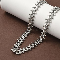 304 Stainless Steel Ball Tassel Cuban Link Chain Necklaces&nbsp;NJEW-K249-22P