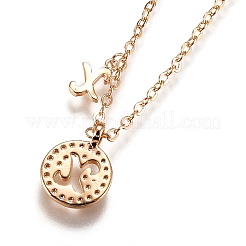 Brass Micro Pave Clear Cubic Zirconia Double Letter Pendant Necklaces&nbsp;NJEW-Z010-24