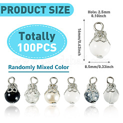 100Pcs Mixed Styles Glass Pendants&nbsp;PALLOY-TADJ00009