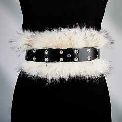 Imitation Leather Rabbit Hair Belt&nbsp;AJEW-WH20019-57B