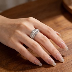 Brass & Imitation Pearl Cuff Open Rings for Women&nbsp;WGE0FB6-01