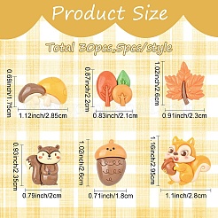 30Pcs 6 Styles Autumn Theme Opaque Resin Cabochons&nbsp;CRES-YW0002-81
