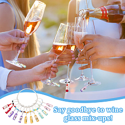 Resin Wine Bottle & Glass Beads Wine Glass Charms&nbsp;AJEW-GA00011