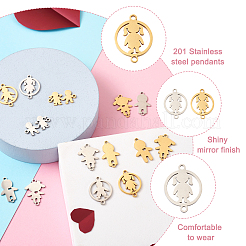 14Pcs 14 Style 201 Stainless Steel Connector Charms&nbsp;STAS-PJ0001-27