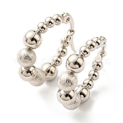 Non-Tarnish 304 Stainless Steel Beaded Hoop Earrings for Women&nbsp;EJEW-F319-03P