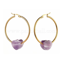 Heart Natural Amethyst Beads Earrings for Girl Women&nbsp;EJEW-JE04638-02