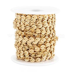 Handmade PVD Vacuum Plating 304 Stainless Steel Flat Round Charms Link Chains&nbsp;CHS-M004-10G