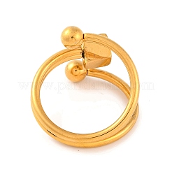 Ion Plating(IP) 304 Stainless Steel Square Round Cuff Open Finger Rings for Women&nbsp;RJEW-S414-07B-G