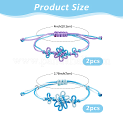 4Pcs 2 Colors Adjustable Cloth Cord Braided Bracelets for Women&nbsp;BJEW-FH0001-17
