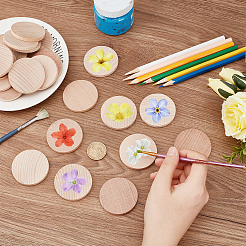 40Pcs Unfinished Beech Wooden Round Pieces&nbsp;WOOD-PH0009-48