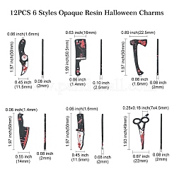12Pcs 6 Styles Opaque Resin Halloween Horror Goth Pendants&nbsp;RESI-CJ0002-90