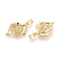 Brass Micro Pave Clear Cubic Zirconia European Dangle Charms Bails&nbsp;KK-N276-13G