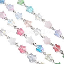 Iron Glass Handmade Star Link Chains&nbsp;AJEW-JB01435-01