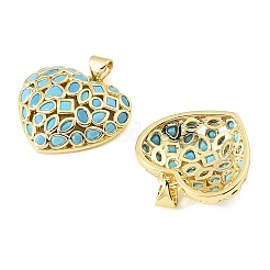 Brass Micro Pave Sky Blue Cubic Zirconia Pendants&nbsp;CU-CBA6938-07G-01