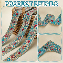 Sparkle Polyester Flower Embroidery Ribbons&nbsp;SRIB-WH0011-266C