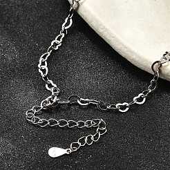 925 Sterling Silver Heart Link Chain Necklaces for Women&nbsp;NJEW-R025-01P