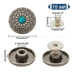 15Pcs 1-Hole Alloy & Plastic Beads Buttons&nbsp;BUTT-HY0001-11D