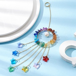 Glass Star Pendant Decorations&nbsp;HJEW-JM01246-01
