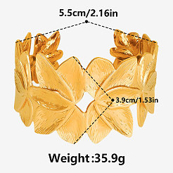 Elegant Floral 304 Stainless Steel Cuff Bangles for Women&nbsp;NF5675-2